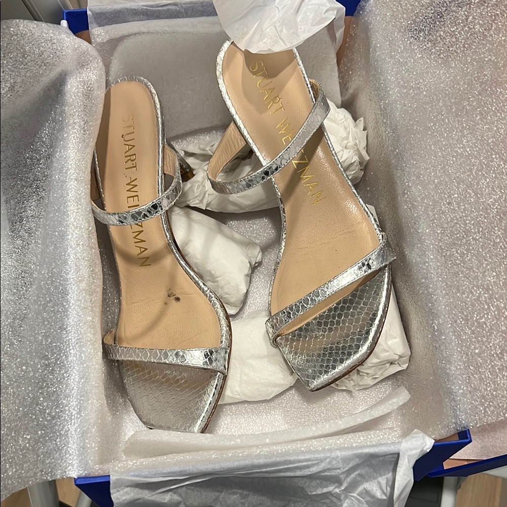 Stuart Weitzman Silver Sandals - image 1